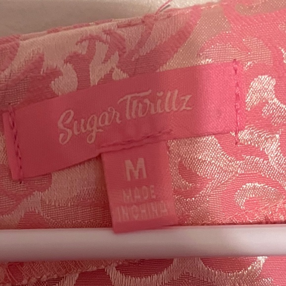 Pink Metallic Floral Dress - Picture 2 of 4